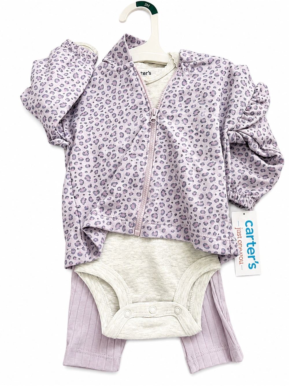 Carter's Lavender Leopard Zip Jacket & Bodysuit Set